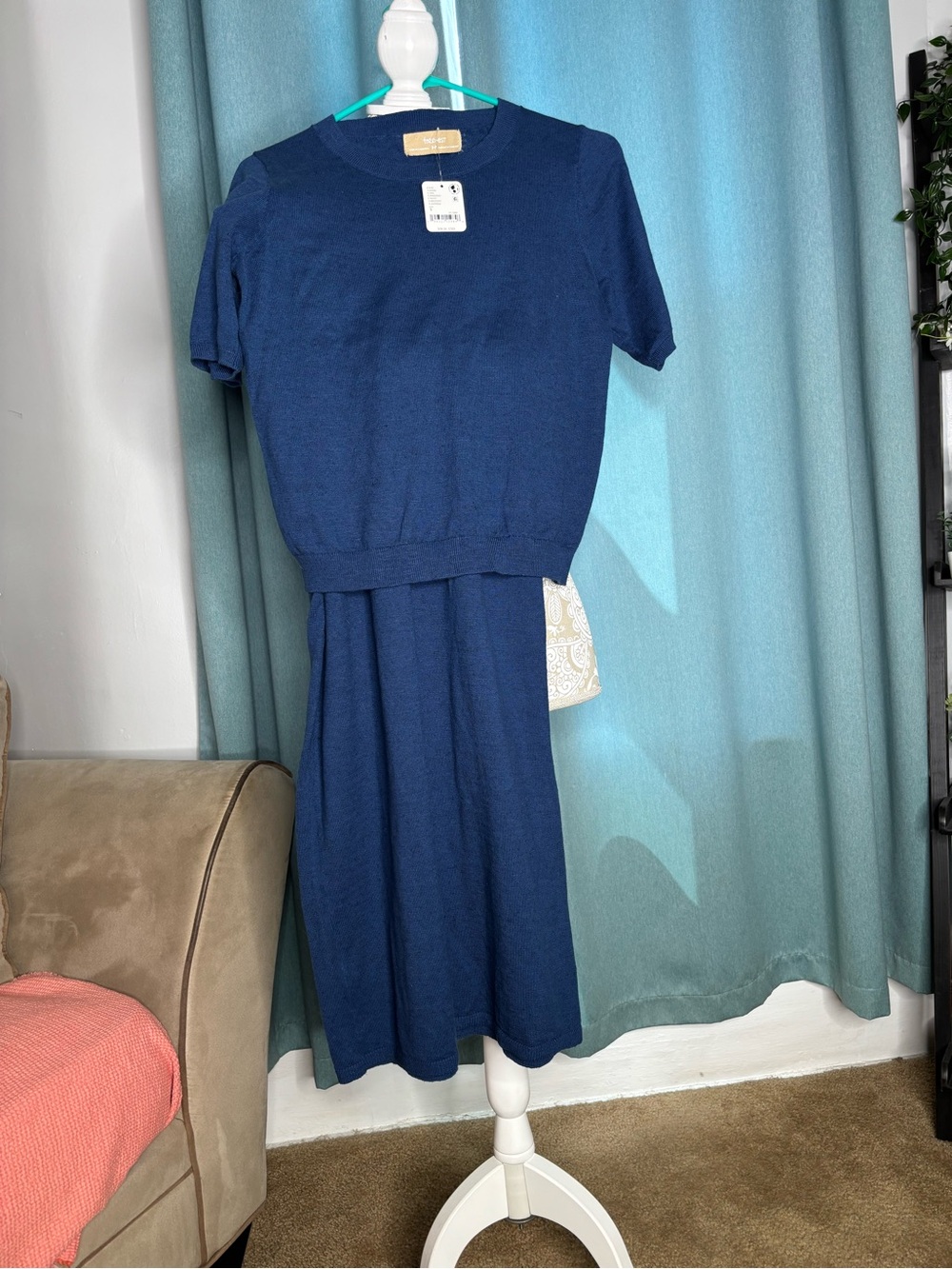 Free People Free-est Navy Short-Sleeve Knit Skirt Set NWT